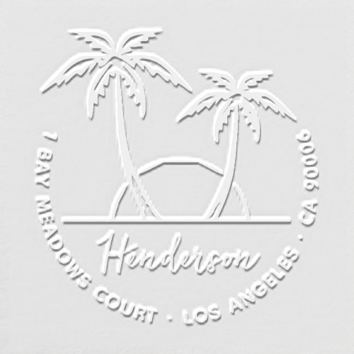 Modern Tropical Palm Trees Custom Return Address Embosser