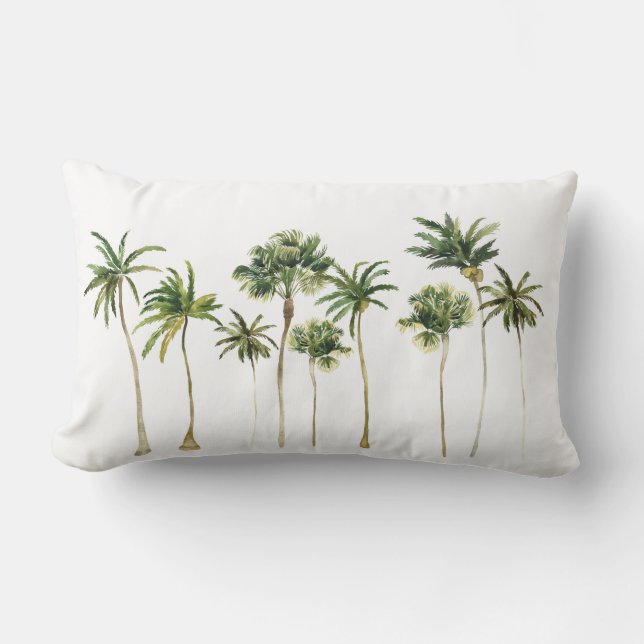 Modern Tropical Palm Trees Lumbar Pillow (Front)