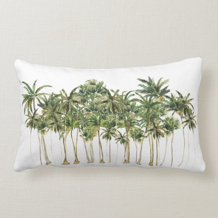 Modern Tropical Palm Trees Lumbar Pillow