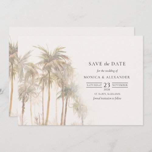 Modern Tropical Palm Trees Save The Date
