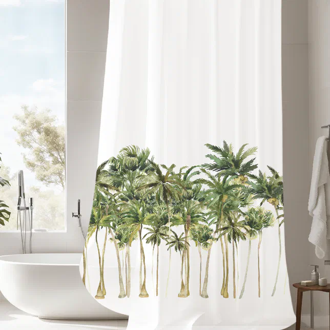 Modern Tropical Palm Trees Shower Curtain Zazzle