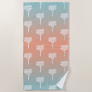 Modern Tropical Palm Trees Sunset Ombre Beach Towel