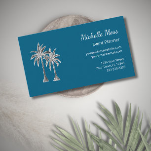 Modern Tropical Palm Trees Trendy Beach Business Card