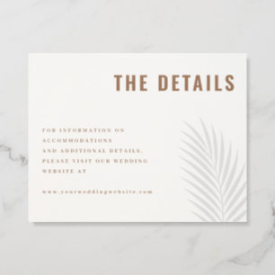 Modern Tropical Palm Wedding Details Letterpress Enclosure Card