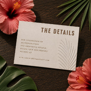 Modern Tropical Palm Wedding Details Letterpress Enclosure Card