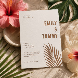 Modern Tropical Palm Wedding Letterpress Invitation