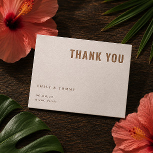 Modern Tropical Palm Wedding Letterpress Thank You Card