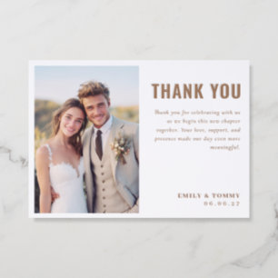 Modern Tropical Palm Wedding Photo Thank You Letterpress Photo Cards
