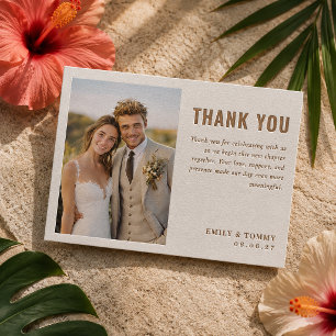 Modern Tropical Palm Wedding Photo Thank You Letterpress Photo Cards