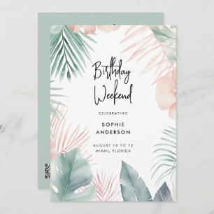 Modern Tropical Palms Birthday Weekend Invitation
