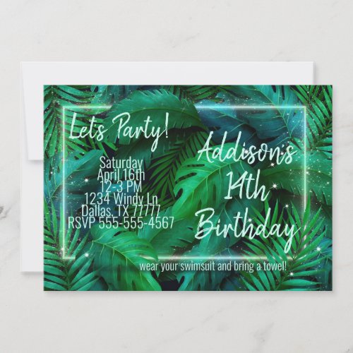 Modern Tropical Party Invitation _ Neon Luau