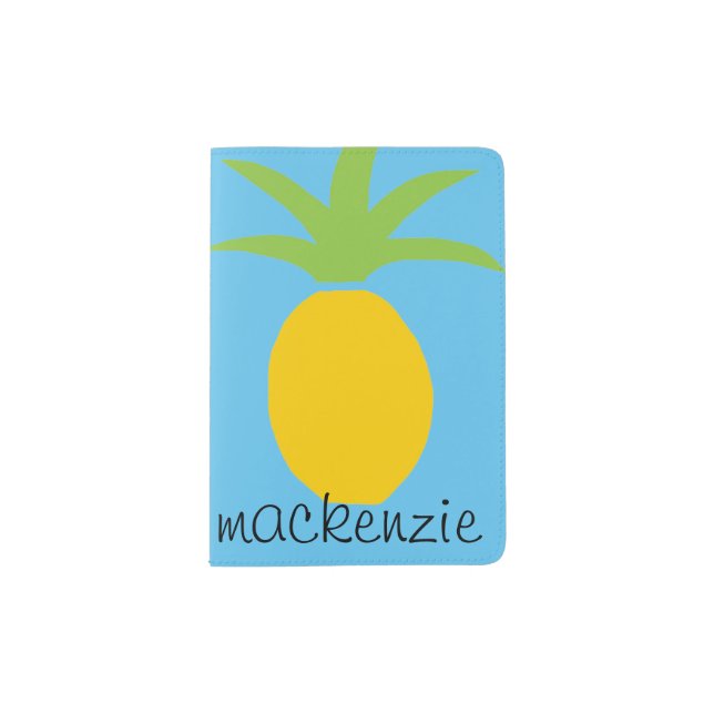 Modern Tropical Pineapple Colorful Personalized Passport Holder (Front)