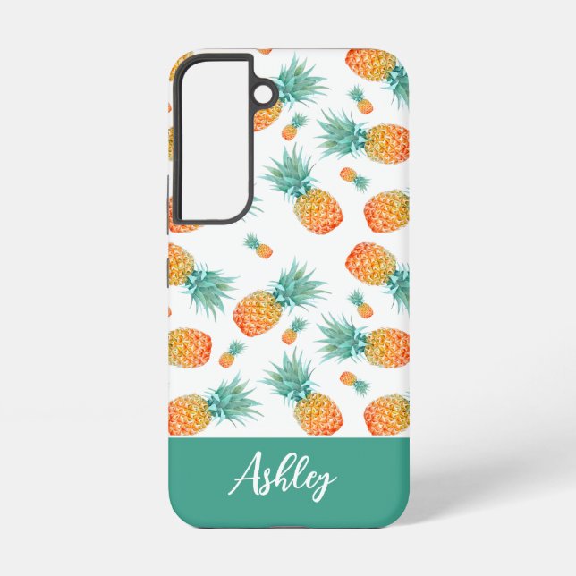 Modern Tropical Pineapple Fruit Pattern Samsung Galaxy Case (Back)
