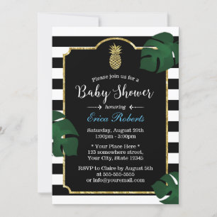Modern Tropical Pineapple Hawaiian Baby Shower #2 Invitation
