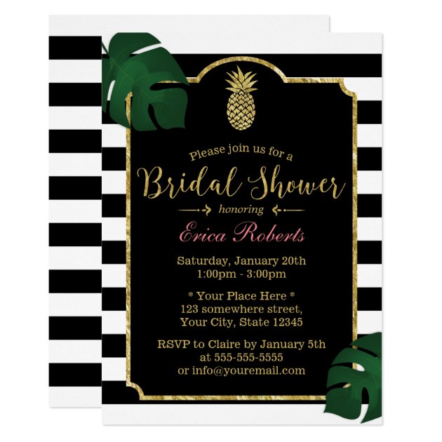 Modern Tropical Pineapple Hawaiian Bridal Shower Invitation