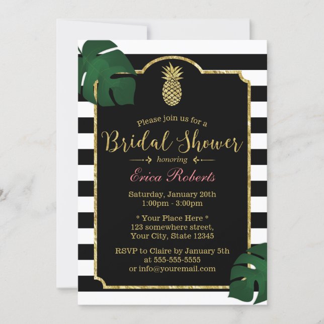 Modern Tropical Pineapple Hawaiian Bridal Shower Invitation (Front)