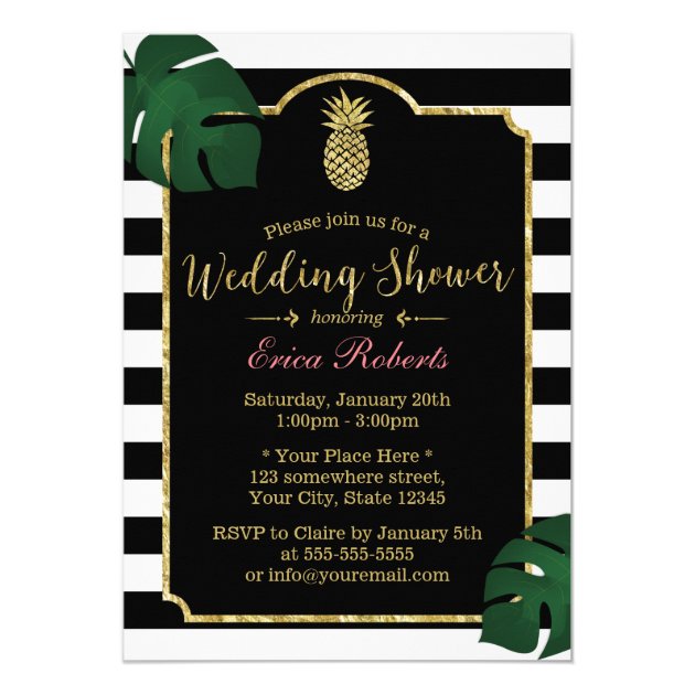 Modern Tropical Pineapple Hawaiian Wedding Shower Invitation