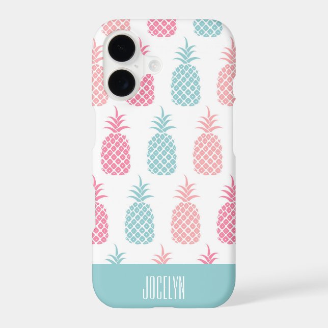 Modern Tropical Pineapple Monogram Iphone Case (Back)