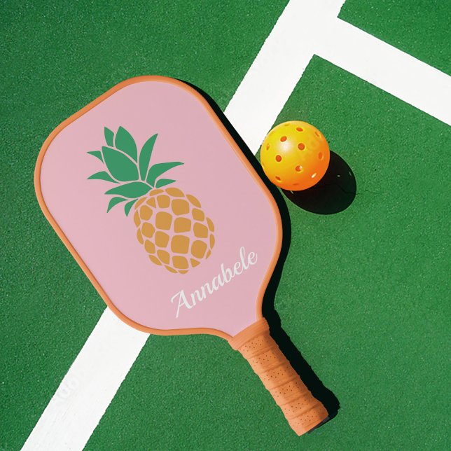 Modern Tropical Pineapple Monogram  Pickleball Paddle (Creator Uploaded)