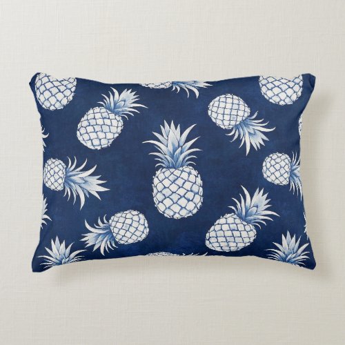 Modern Tropical Pineapple Watercolor Accent Pillow