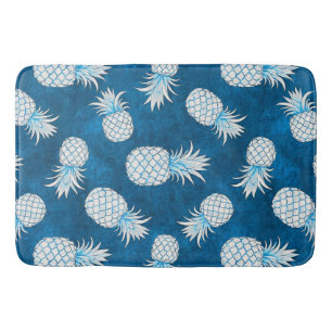Modern Tropical Pineapple Watercolor Bath Mat