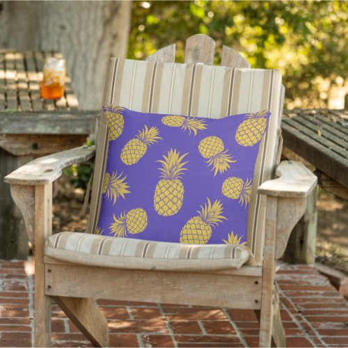 Modern Tropical Pineapple Watercolor Outdoor Pillow