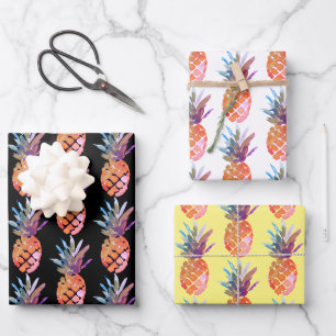 Modern Tropical Pineapple Wrapping Paper Sheets