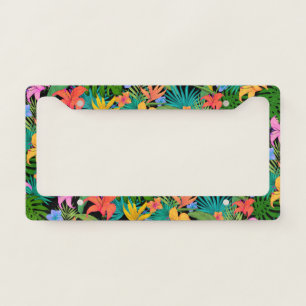 Modern Tropical Plant Pattern License Plate Frame