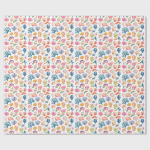 Modern Tropical Plant Print – Pink and Green Wrapping Paper