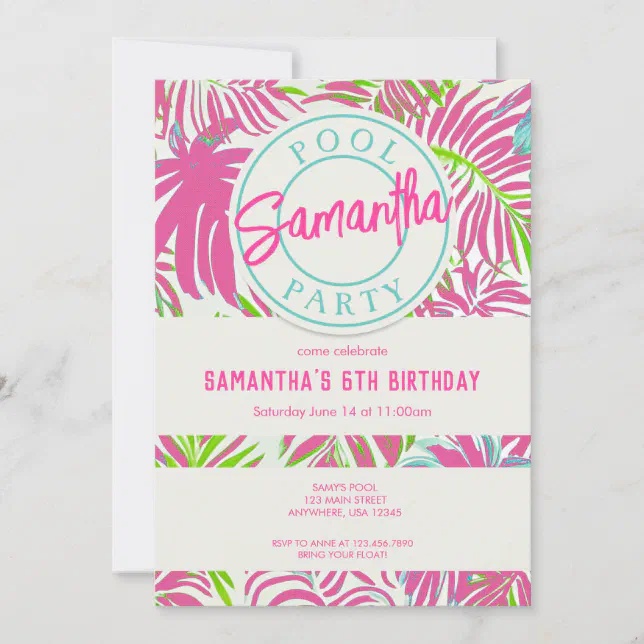 Modern Tropical Pool Party Invitation | Zazzle