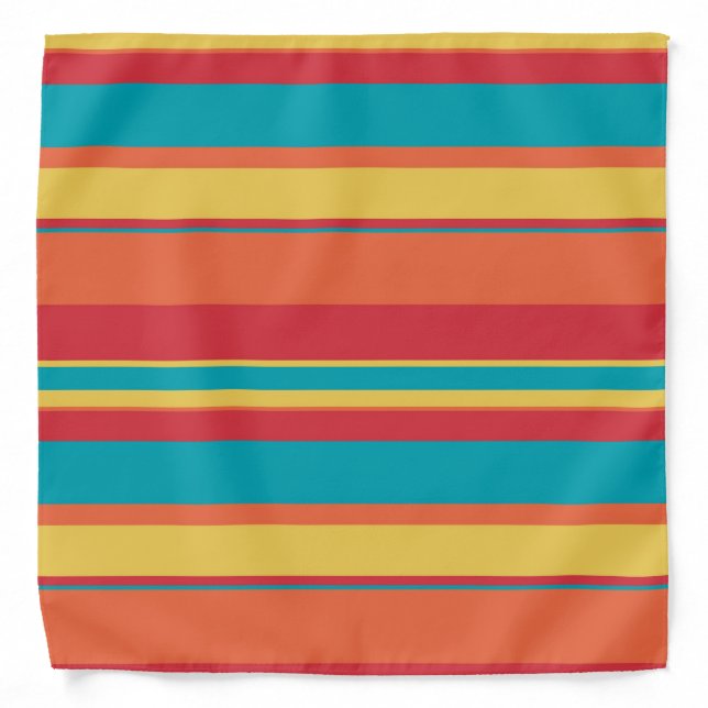 Modern Tropical Rainbow Stripe Pattern Bandana (Front)