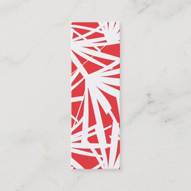 Modern Tropical Red Palm Leaves Pattern Mini Business Card (Front)