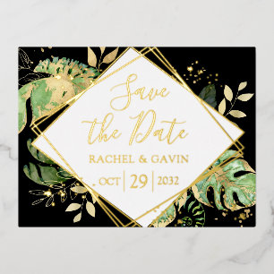 Modern Tropical Save the Date Foil Invitation Post