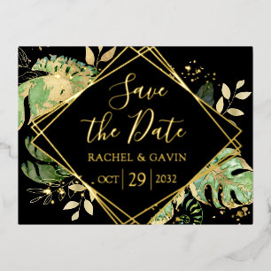 Modern Tropical Save the Date Foil Invitation Post