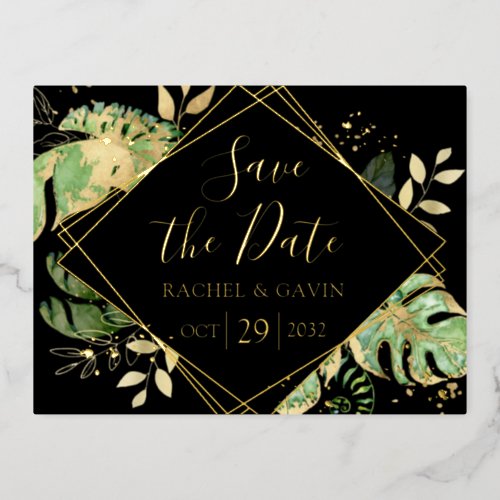 Modern Tropical Save the Date Foil Invitation Post