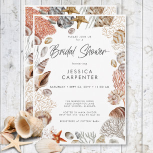 Modern Tropical Seashell Frame Bridal Shower Invitation