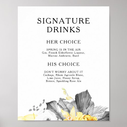 Modern Tropical Signature Drinks Sign