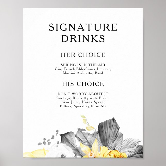 Modern Tropical Signature Drinks Sign (Front)