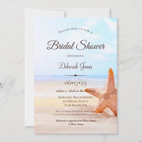 Modern Tropical Starfish Summer Bridal Shower Invitation
