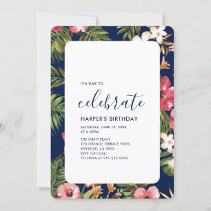 Modern Tropical Summer Adult Birthday Party Invitation