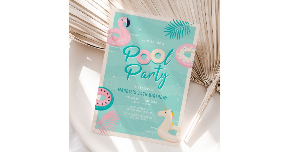 Modern Tropical Summer Pool Party Invitation | Zazzle