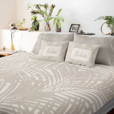 Modern Tropical Tan Palm Leaves Pattern Duvet Cover at Zazzle