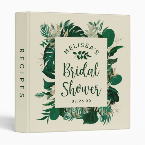 Modern Tropical Themed Bridal Shower Recipe Card 3 Ring Binder