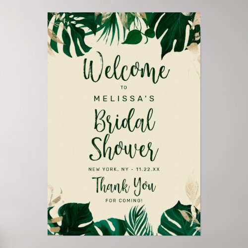 Modern Tropical Themed Bridal Shower Welcome Sign