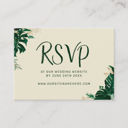 Modern Tropical Themed Wedding Website RSVP Enclosure Card