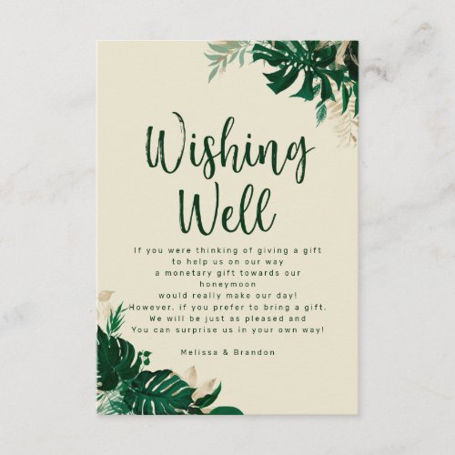 Modern Tropical Themed Wedding Wishing Well Enclosure Card