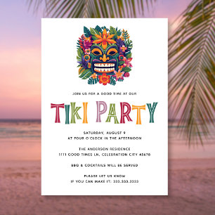 Modern Tropical Tiki Luau Cocktail Party Summer Invitation