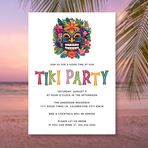 Modern Tropical Tiki Luau Cocktail Party Summer Invitation