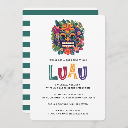 Modern Tropical Tiki Luau Cocktail Party Summer Invitation