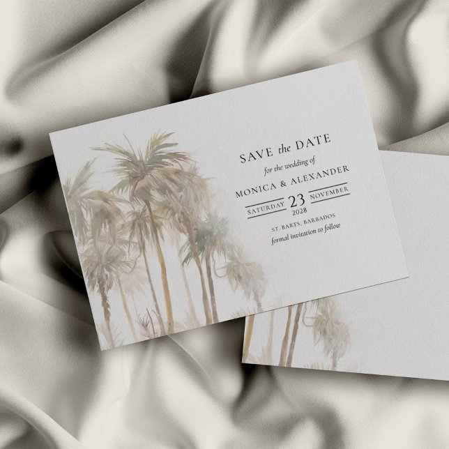 Modern Tropical Trees Typography Save The Date (Creator Uploaded)
